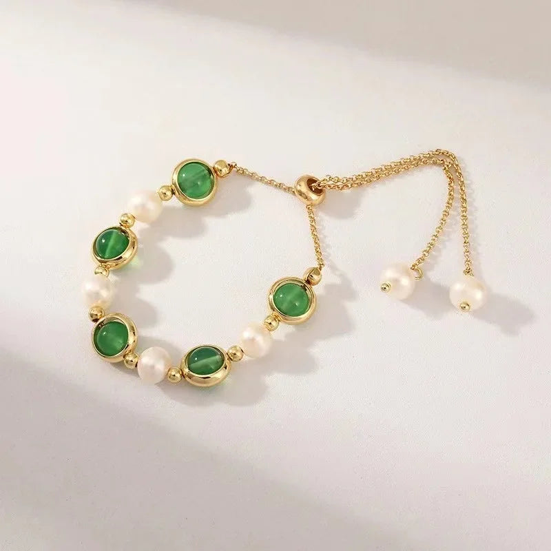 4Pcs Vintage Round Green Zircon Personality Snake Simple Metal Bracelet Set for Women Statement Open Cuff Bangles Party Jewelry