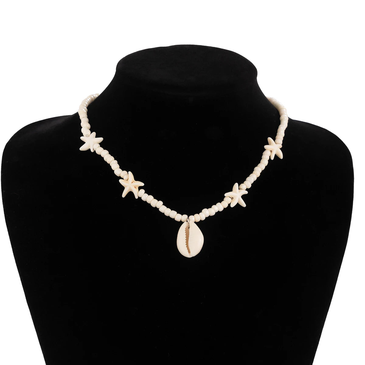 IngeSight.Z 2024 Starfish Choker Necklace for Women Men Trending White Rice Beads Clavicle Chain Necklace Summer Beach Jewelry