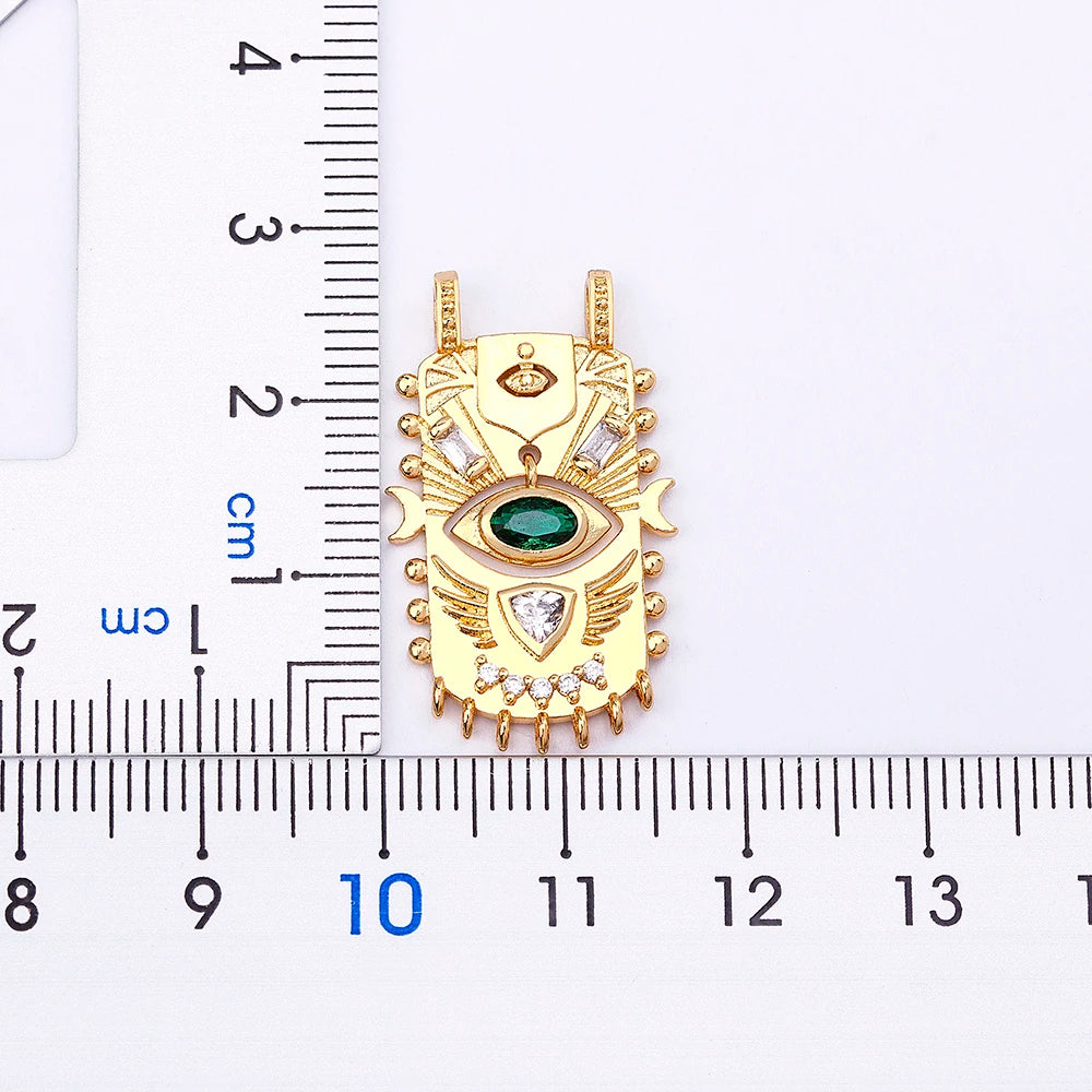 AIBEF New Trend Geometric Square Inlaid Lucky Evil Eye Gold Pendant Zircon Necklace Women's Punk Rock Jewelry Personalized Gift