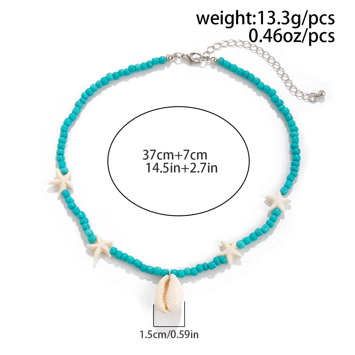 IngeSight.Z 2024 Starfish Choker Necklace for Women Men Trending White Rice Beads Clavicle Chain Necklace Summer Beach Jewelry